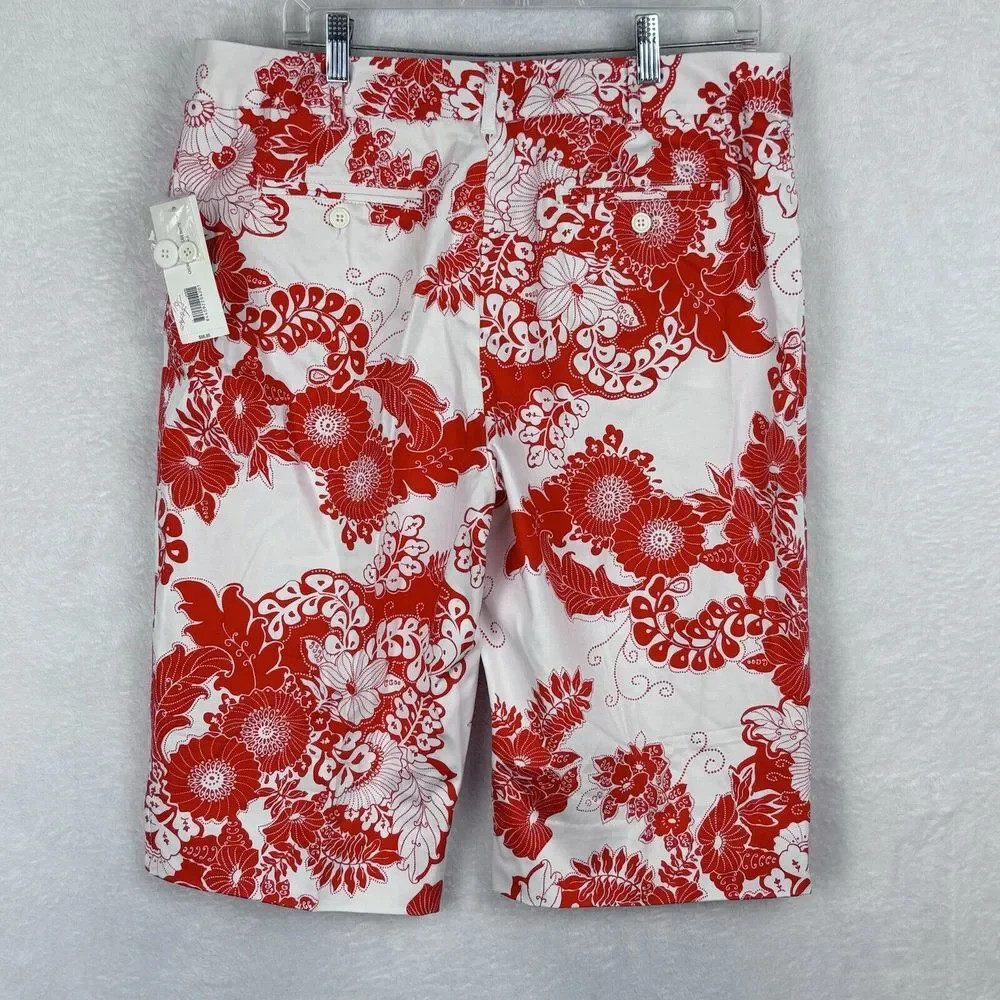 NWT MADISON STUDIO Women's‎ Shorts Red & White Floral Size 14